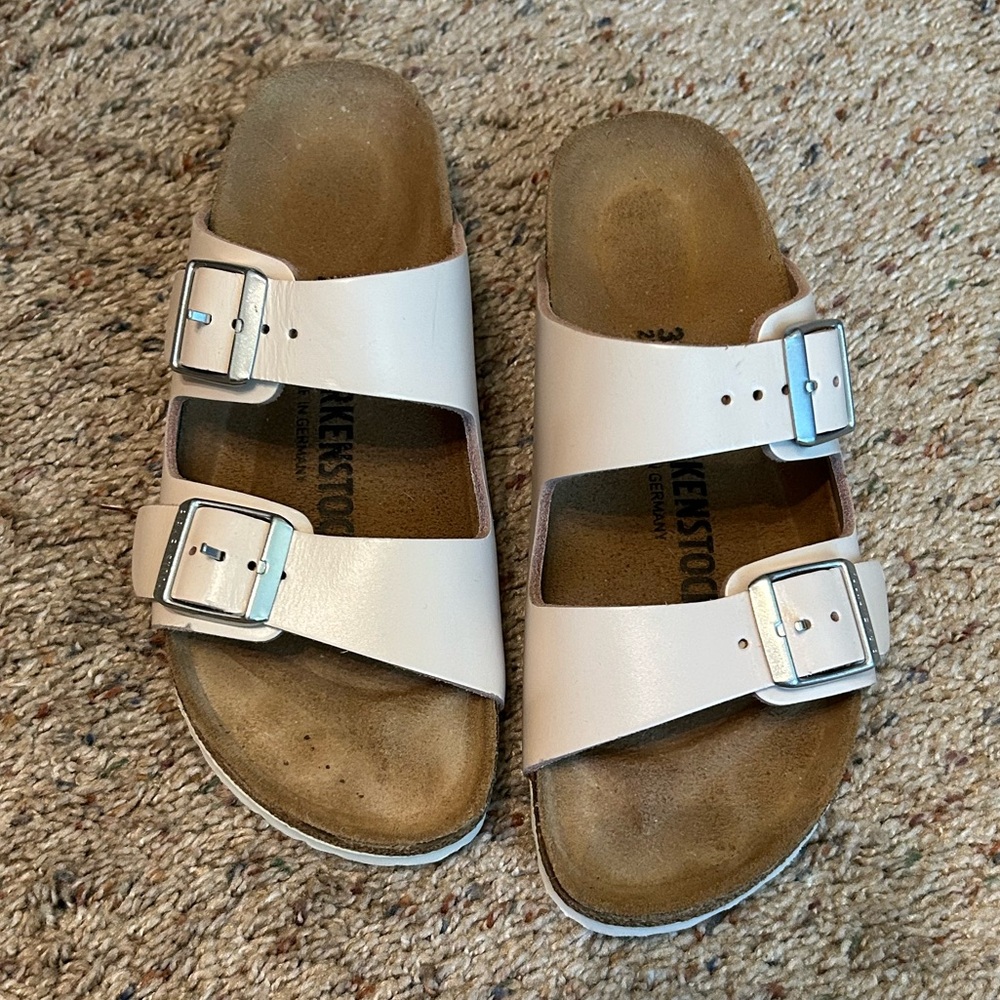Birkenstock Two Strap, Buckle, Light Pink Sandals. Size 36